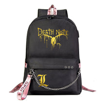 Golden Death Note Usb Youth Student Backpack For Boys And Girls Leisure Travel Backpack