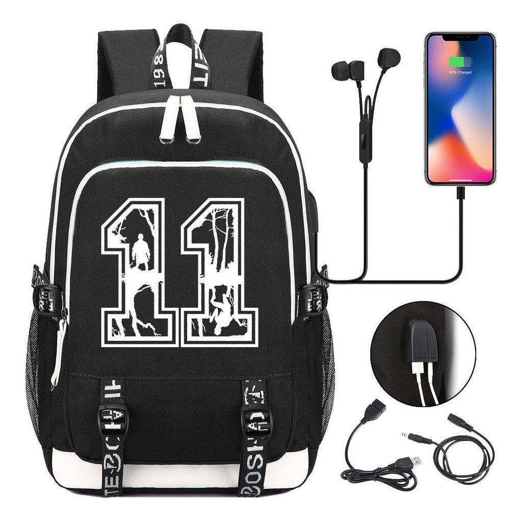 Strange Story Printed Usb Youth Student Backpack For Leisure Travel Backpack