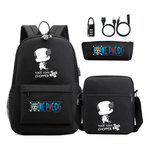 Cartoon Pirate King Usb Password Lock Youth Student School Bag Three Piece Set For Boys And Girls Backpack Set