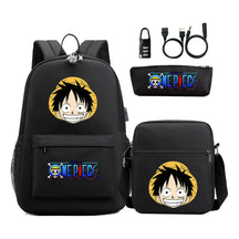 Cartoon Pirate King Usb Password Lock Youth Student Backpack Three Piece Set Backpack