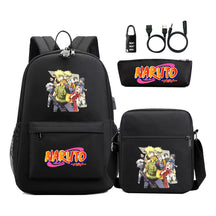 Naruto Usb Password Lock Youth Student Backpack Three Piece Set Backpack Set