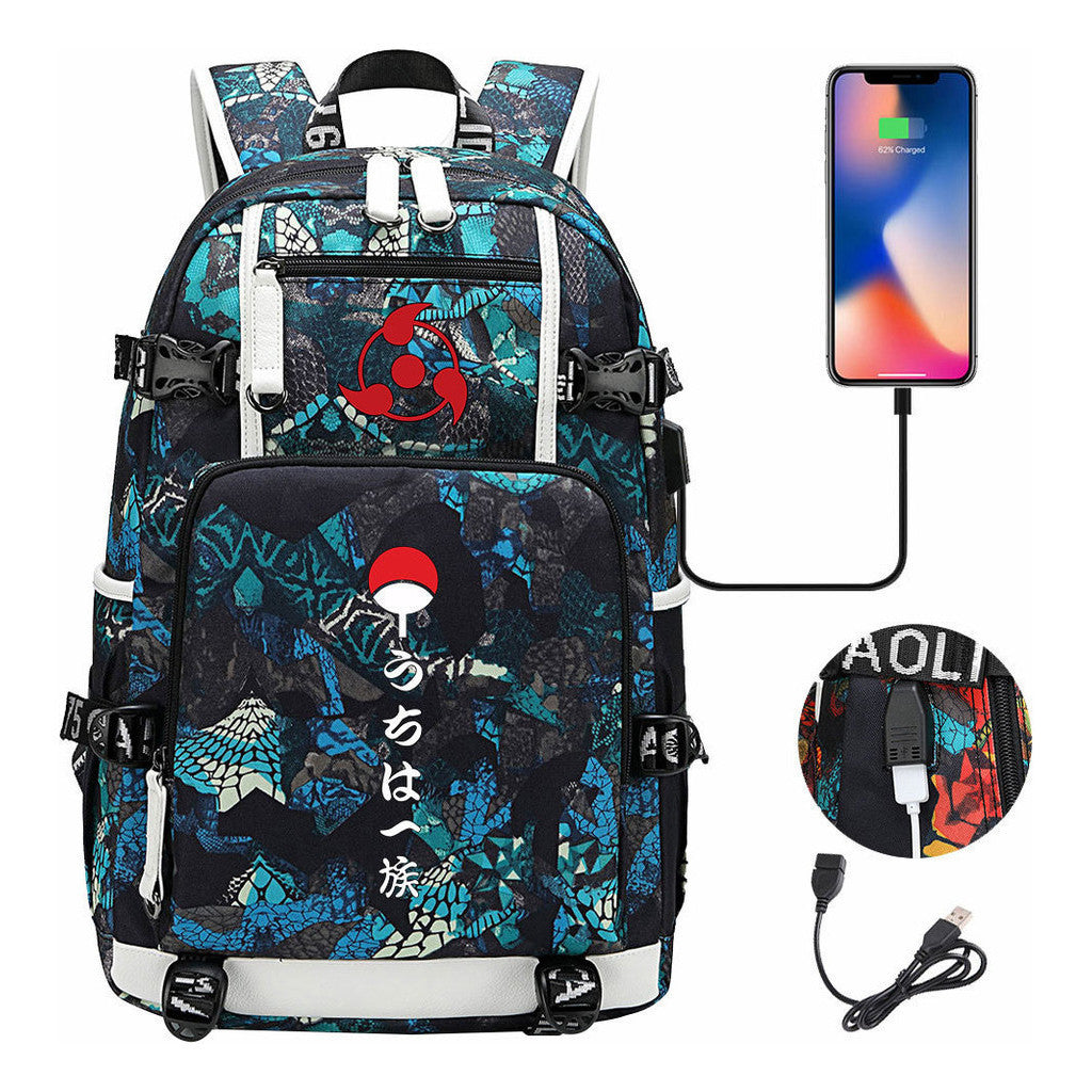 Naruto Usb Youth Student Backpack For Men And Women Leisure Travel Backpack