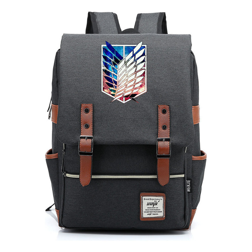 The Giant Of Manga Attack Printed Teenage Student Backpack For Men And Women With Casual Belt Buckle Classic Backpack  38*27*12.5cm
