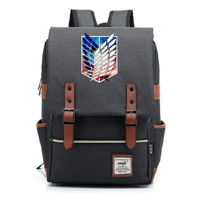 The Giant Of Manga Attack Printed Teenage Student Backpack For Men And Women With Casual Belt Buckle Classic Backpack  38*27*12.5cm