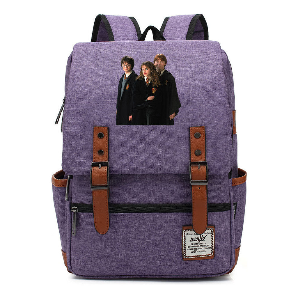 Academy Of Magic Print Teen Student School Bag For Men And Women Casual Belt Buckle Classic Backpack