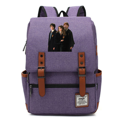 Academy Of Magic Print Teen Student School Bag For Men And Women Casual Belt Buckle Classic Backpack