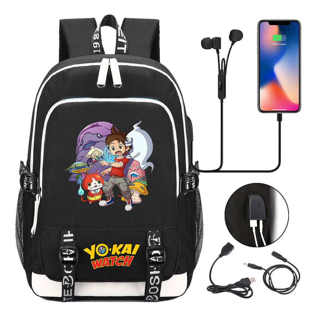 Anime Monster Watch Student School Bag Usb Men's And Women's Leisure Backpack