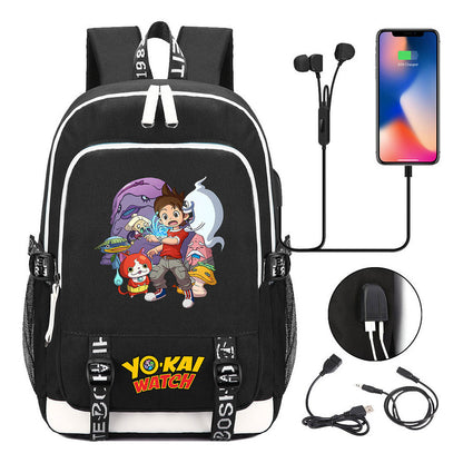 Anime Monster Watch Student School Bag Usb Men's And Women's Leisure Backpack