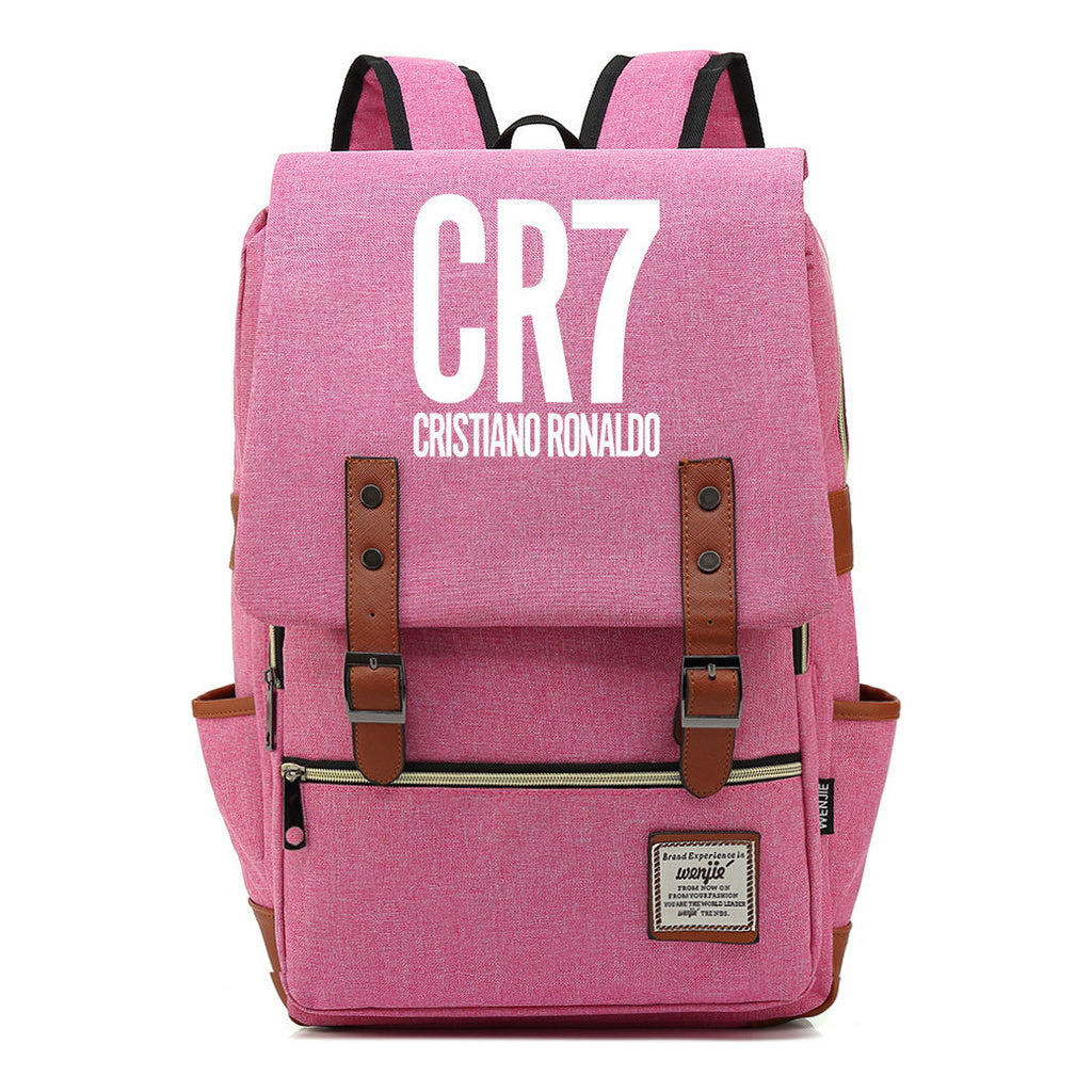 Football Star Cristiano Ronaldo Printed Backpack For Men And Women With Casual Belt Buckle Classic Backpack
