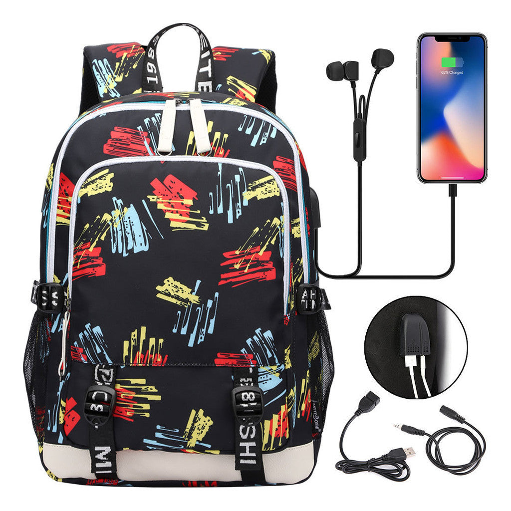 Usb Youth Primary And Secondary School Student Backpack For Men And Women's Leisure Sports Backpack