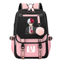 My Heroes Academy Usb Youth Student Backpack For Boys And Girls, Casual Woven Strap Flip Back Backpack