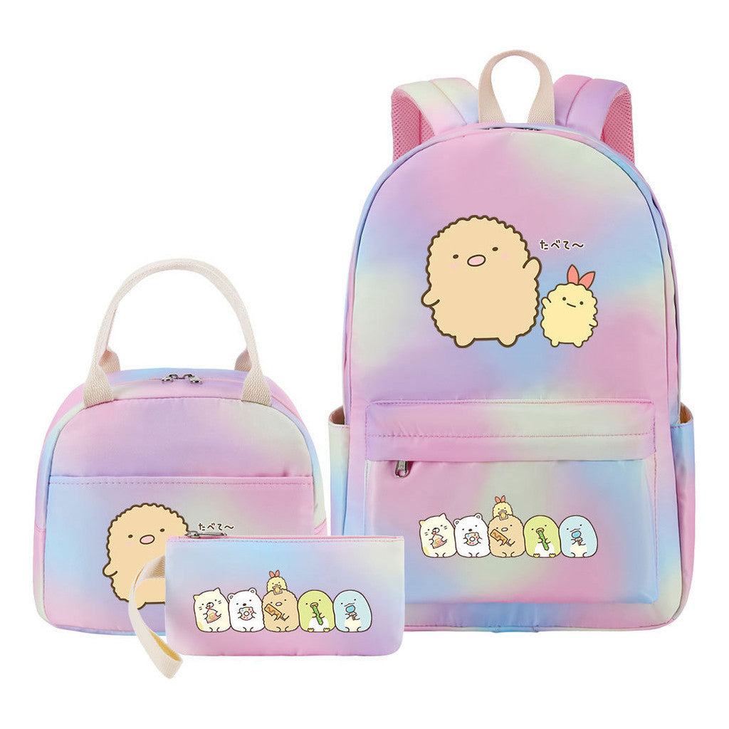 Game Corner Biology Youth Student Girls School Bag Lunch Bag Three Piece Set Backpack Set