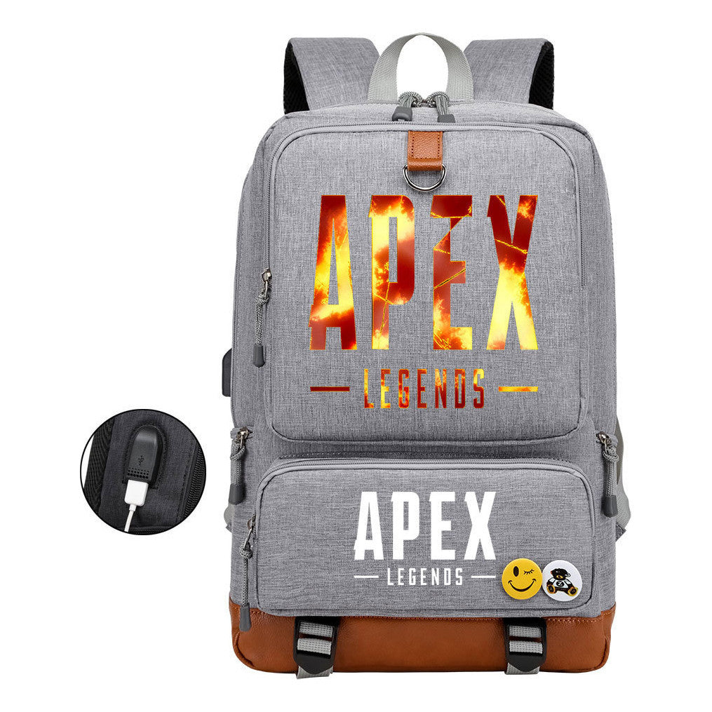 Apex Hero Print Usb Youth School Bag Leisure Travel Backpack
