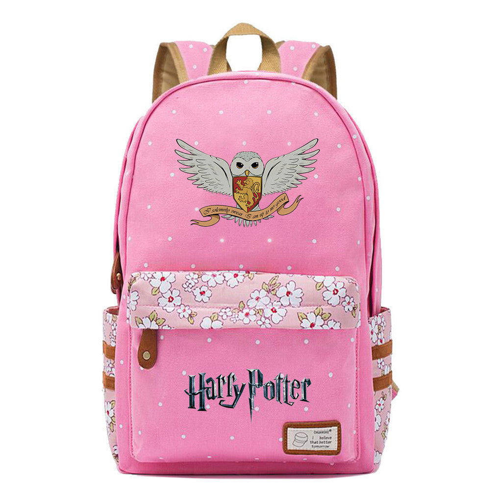 School Of Witchcraft And Wizardry Student Backpack With Floral Canvas Backpack