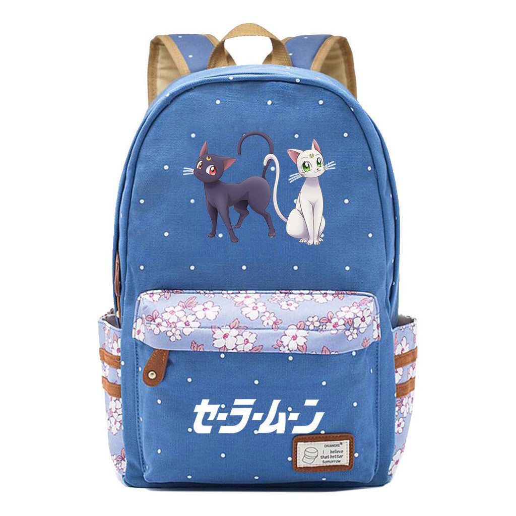 Anime Beauty Girl Warrior Student School Bag Fragmented Flower Boy's And Girl's Leisure Backpack