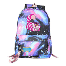 Cheshire Cat Alice's Adventure In Wonderland Youth School Bag Men's And Women's Leisure Weaving Strap Backpack