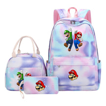 Super Mario Youth Student Girls School Bag Lunch Bag Three Piece Backpack Set