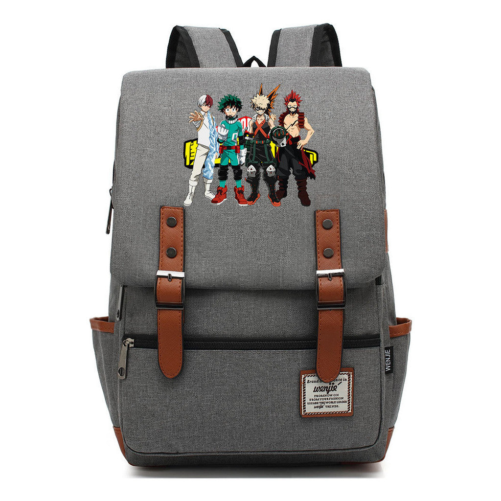 Anime My Heroes Academy Printed Youth Student Backpack Men's And Women's Leisure Belt Buckle Classic Backpack