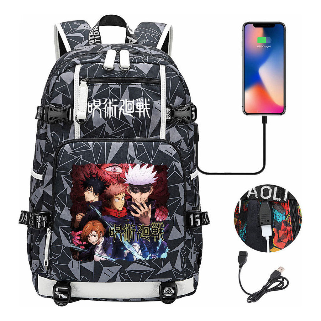 Printed Usb Youth Student Backpack Men And Women's Leisure Large Capacity Travel Backpack