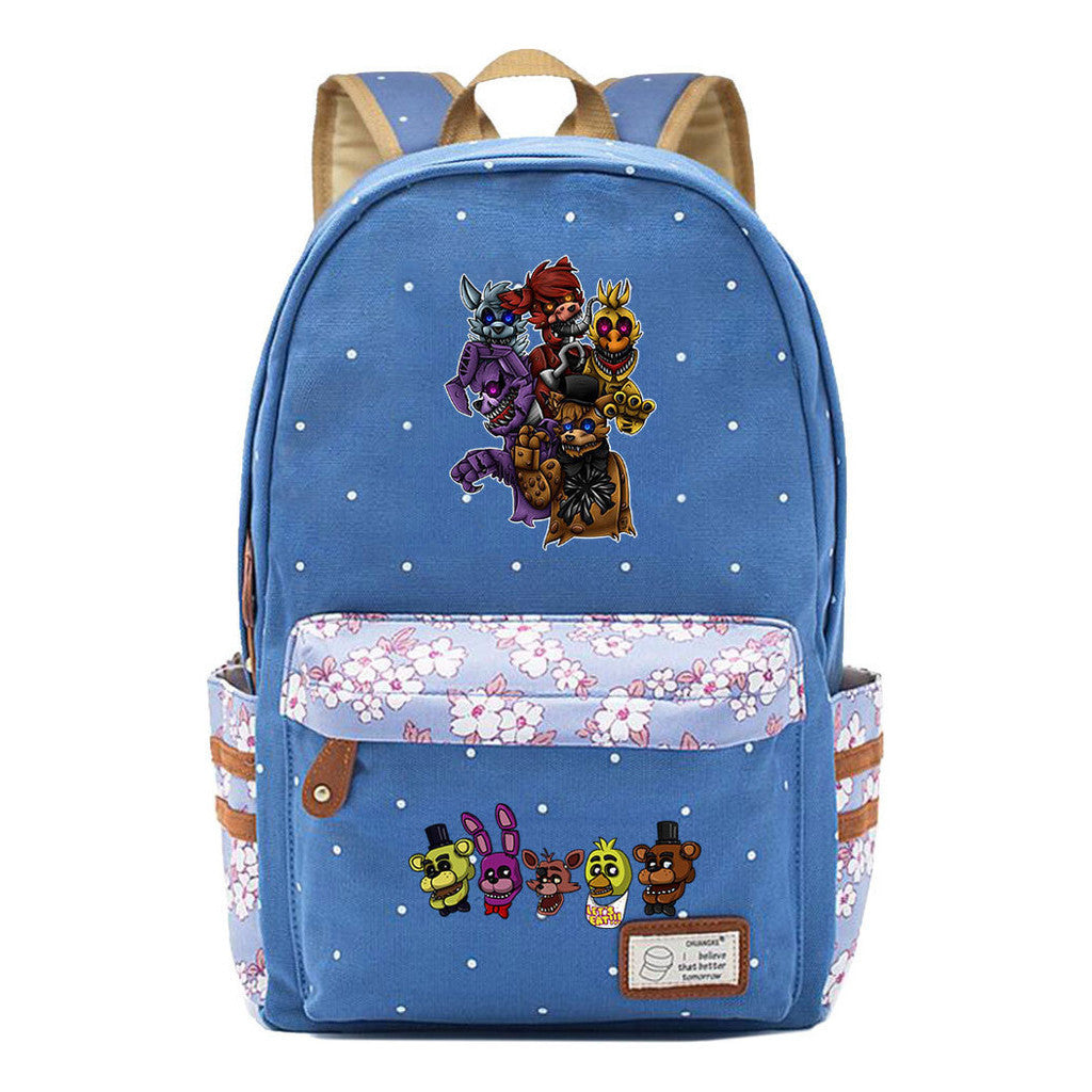 Toy Bear Game, Fashionable Print, Teenage Girl Student Backpack, Casual Canvas Backpack