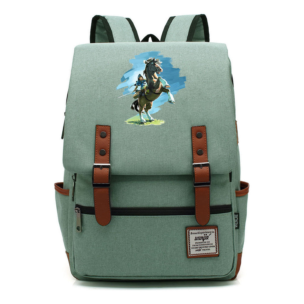 Game Zelda Printed Youth Student Backpack For Men And Women, Casual Belt Buckle, Classic Backpack