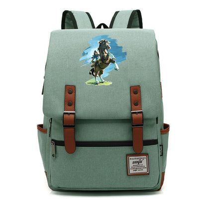 Game Zelda Printed Youth Student Backpack For Men And Women, Casual Belt Buckle, Classic Backpack