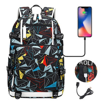 Printed Usb Youth Student School Bag Leisure Large Capacity Travel Backpack