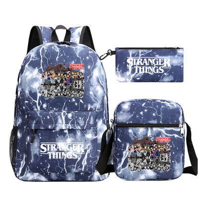 Strange Story Starry Sky Printed Youth Student Backpack 3-piece Set For Men And Women, Backpack Set