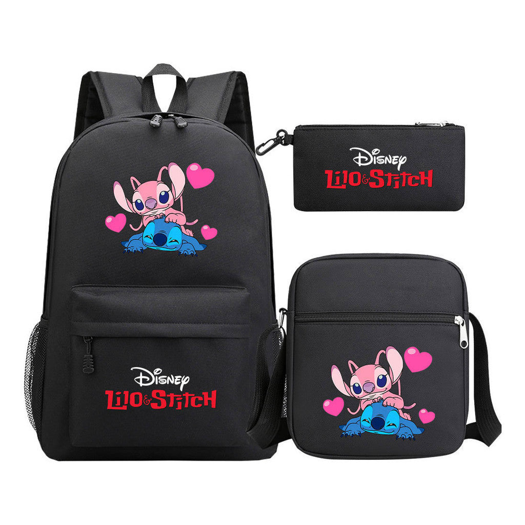 Starry Baby Stitch Printed Youth School Bag Three Piece Set For Men And Women Shoulder Set Backpack