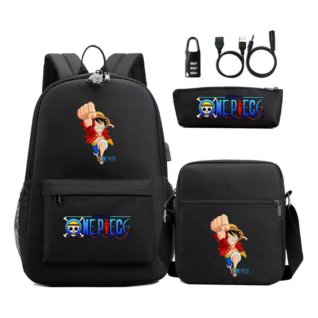 Usb Password Lock Student Backpack Three Piece Set Backpack Set