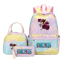 Cartoon Pirate King  Student Girl Backpack Lunch Bag Three Piece Set Backpack
