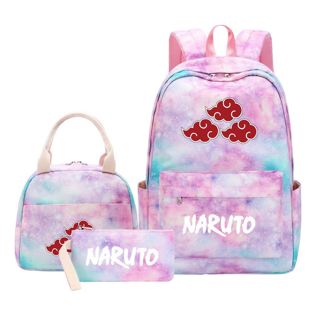 Naruto Student Girl Backpack Lunch Bag Three Piece Set Backpack