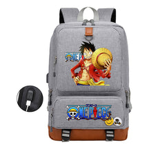 Cartoon Pirate King Print Usb Youth Backpack For Boys And Girls Leisure Travel Backpack