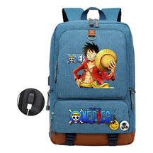 Cartoon Pirate King Print Usb Youth Backpack For Boys And Girls Leisure Travel Backpack