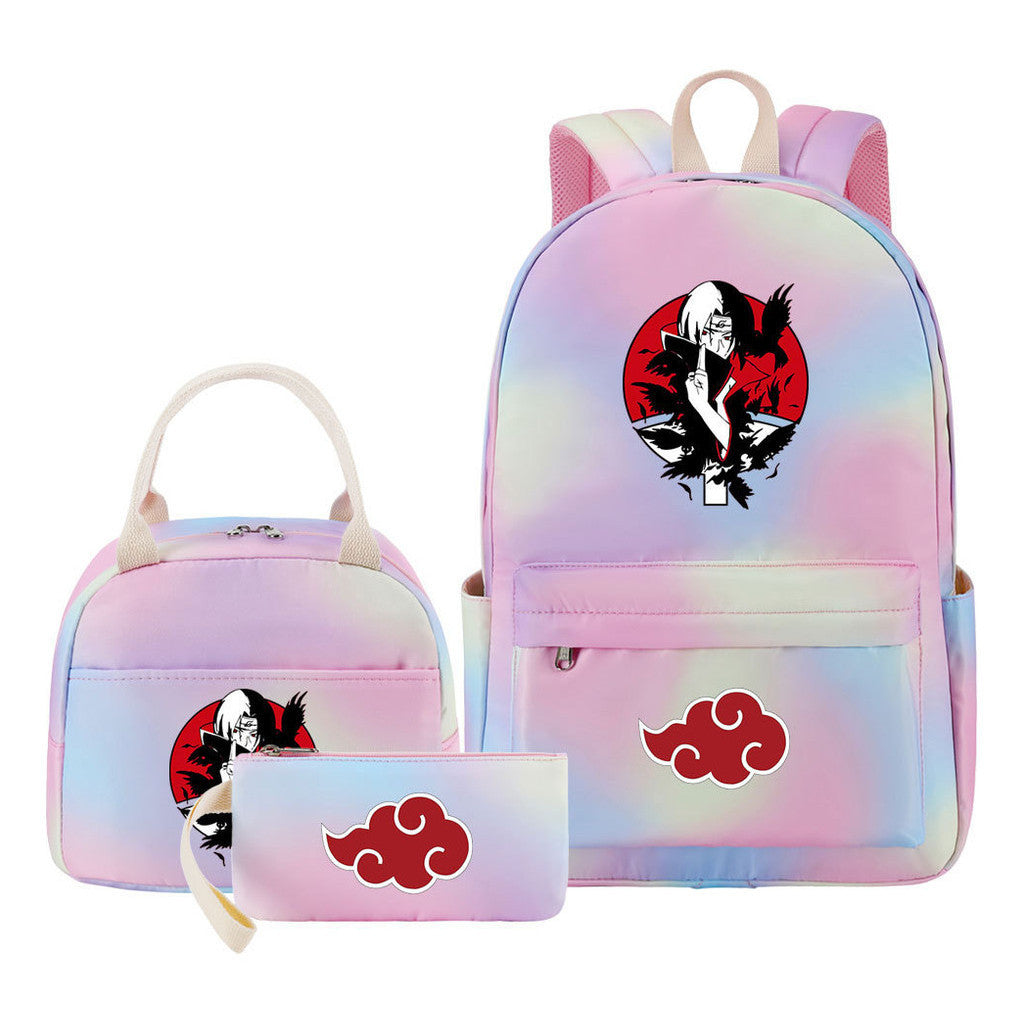 Naruto Teenage Student Girls School Bag Lunch Bag Three Piece Set Backpack Set