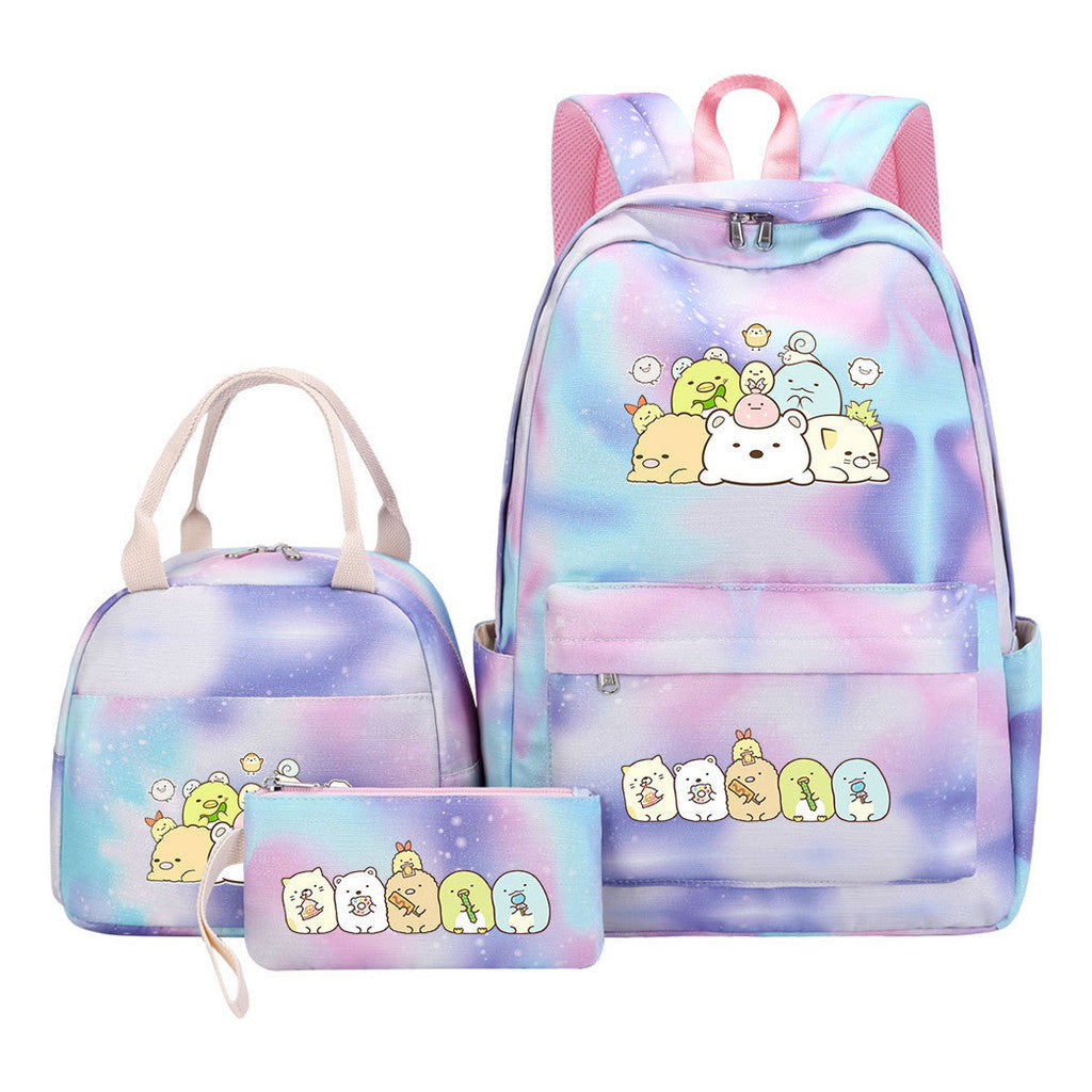 Game Corner Biology Student Girls School Bag Lunch Bag Three Piece Set Backpack Set