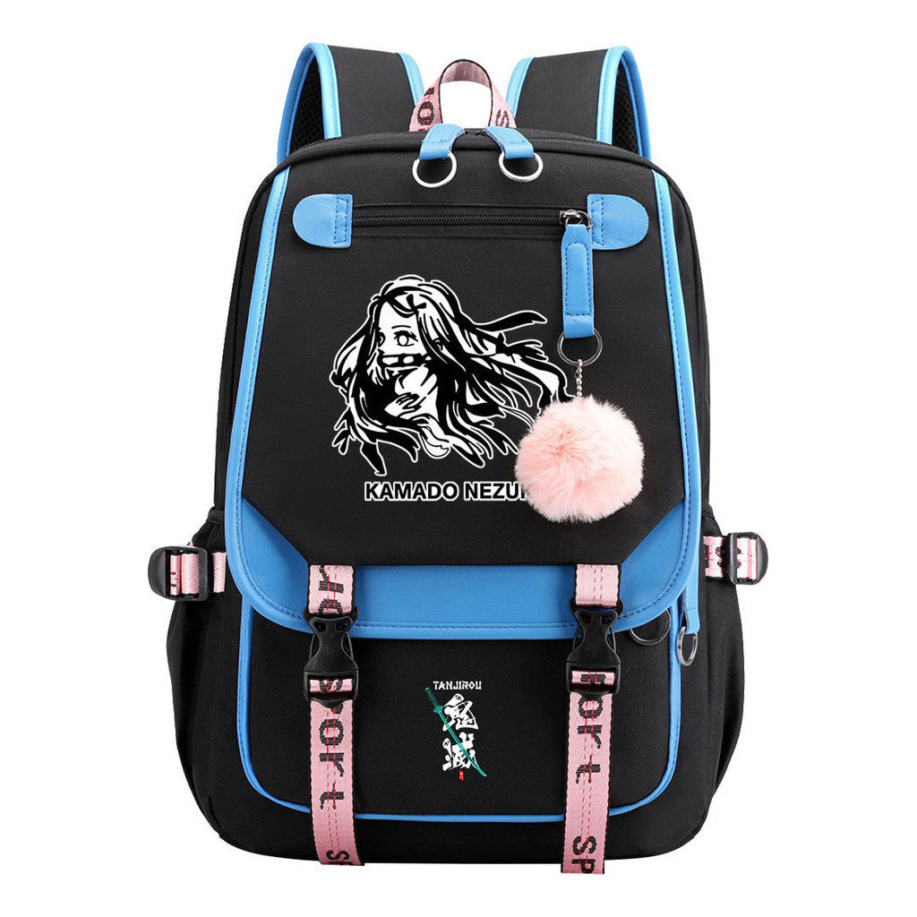 Cartoon Fashion Usb Student Backpack With Casual Woven Strap Flip Back Backpack