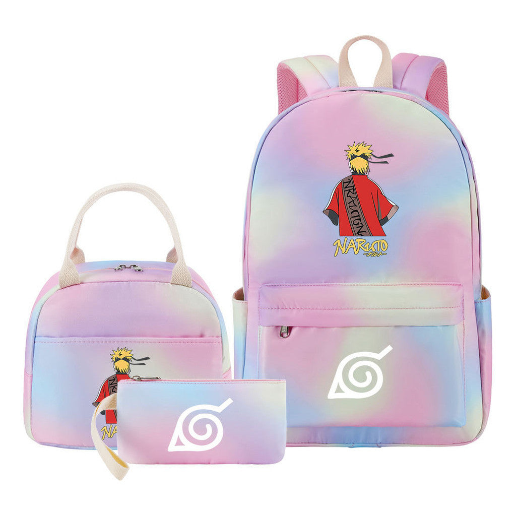 Naruto Teenage Student Girls School Bag Lunch Bag Three Piece Set Backpack Set
