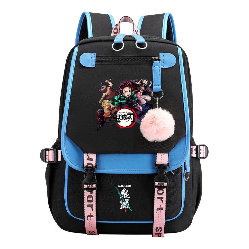 Cartoon Fashion Usb Youth Student School Bag Casual Ribbon Flip Backpack