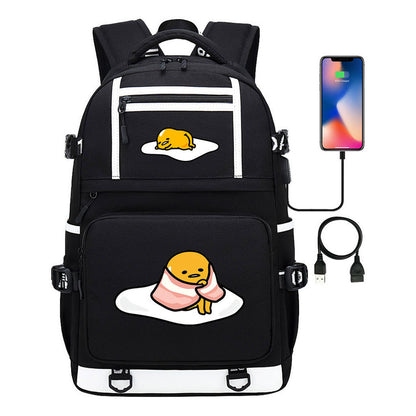 Cartoon Comics Lazy Egg Usb Youth Student Backpack Boys And Girls Backpack Leisure Travel Bag