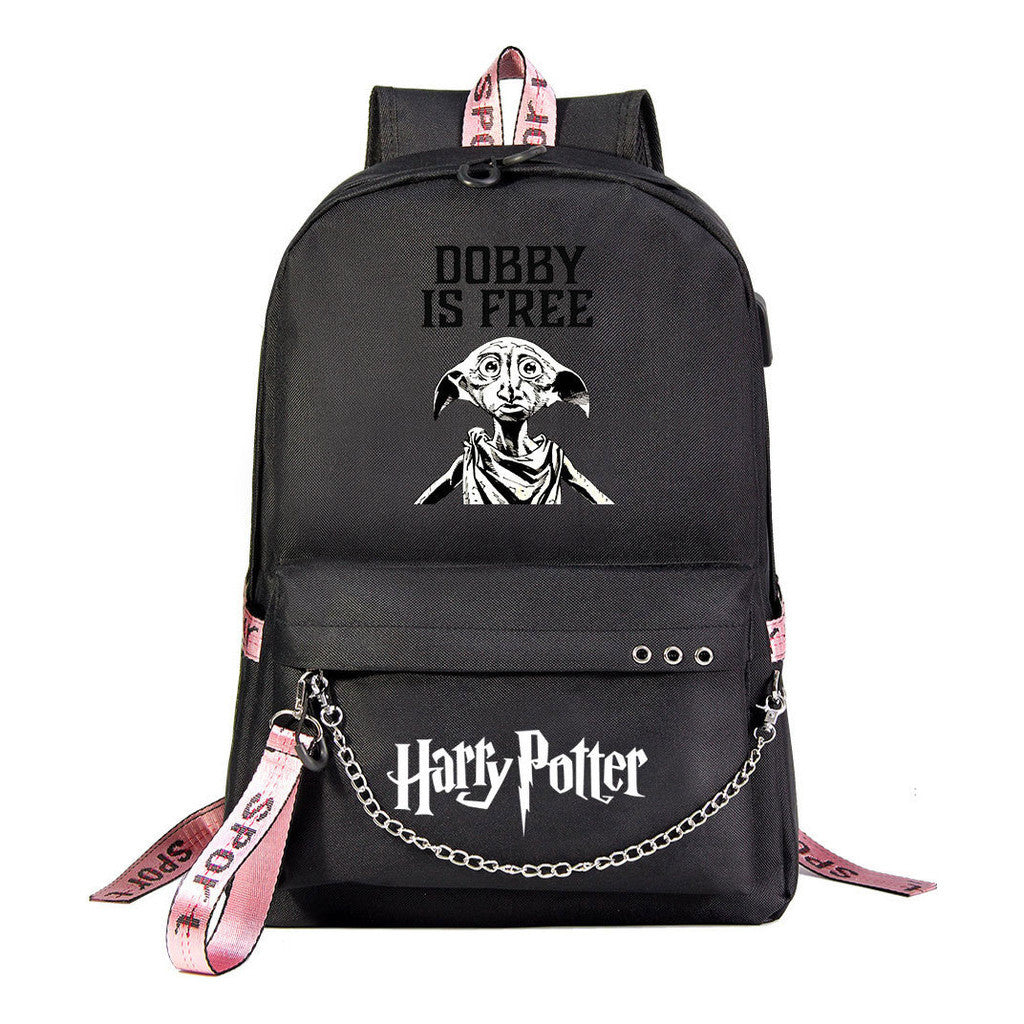 School Of Witchcraft And Wizardry Badge Usb Youth Student Backpack For Men And Women's Leisure Travel Backpack
