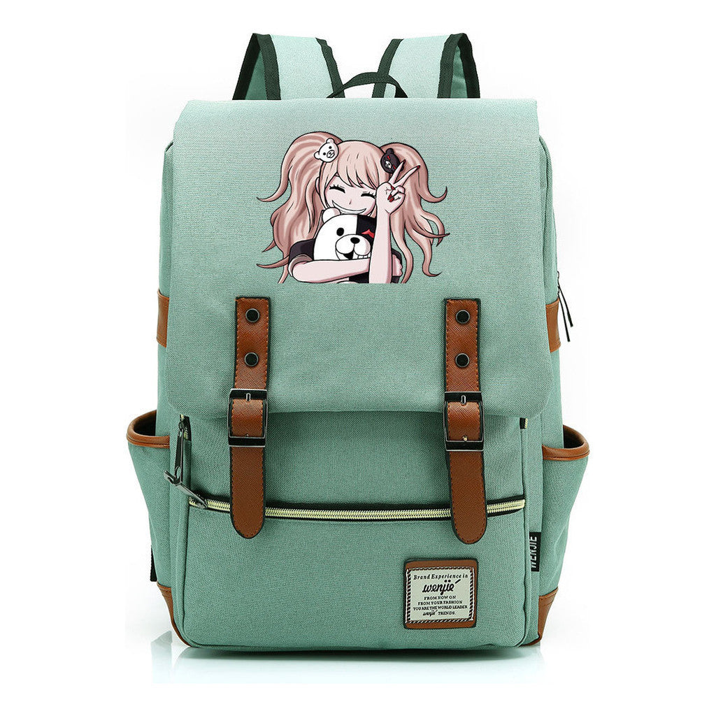 Printed Teenage Student Backpack For Men And Women With Casual Belt Buckle Classic Backpack