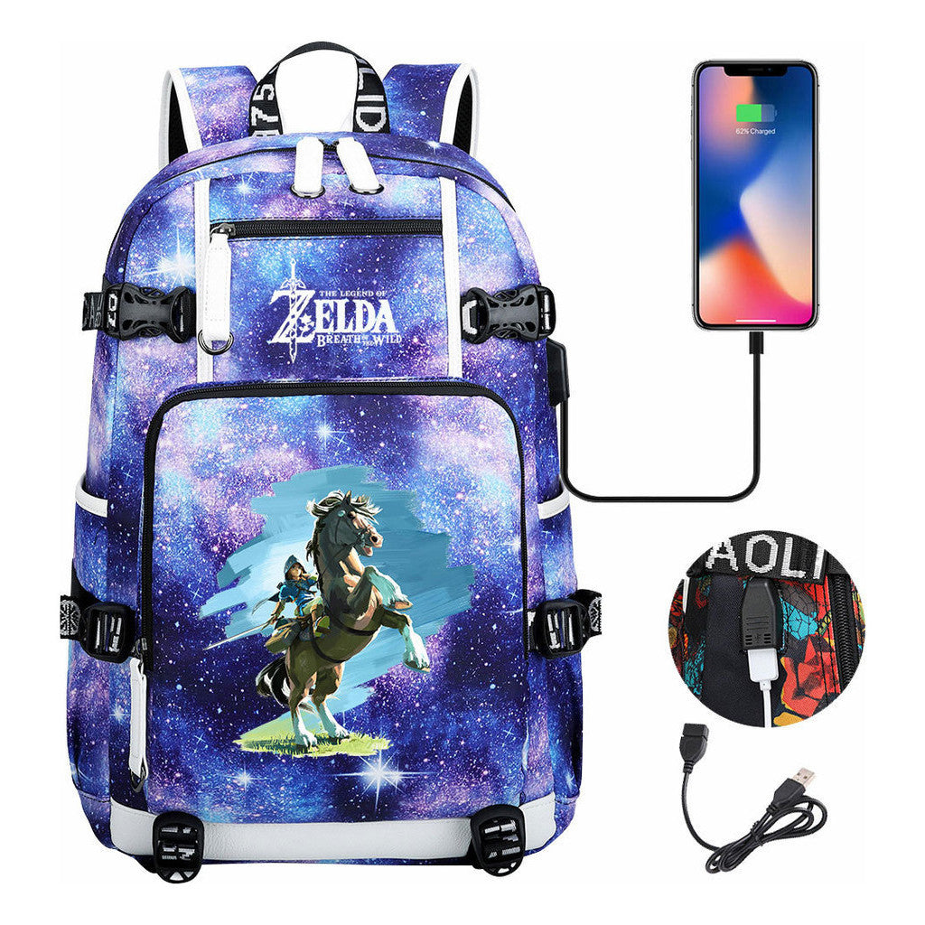 Legend Of Zelda Usb Earphones, Youth Backpacks, Men's And Women's Leisure Travel Backpacks