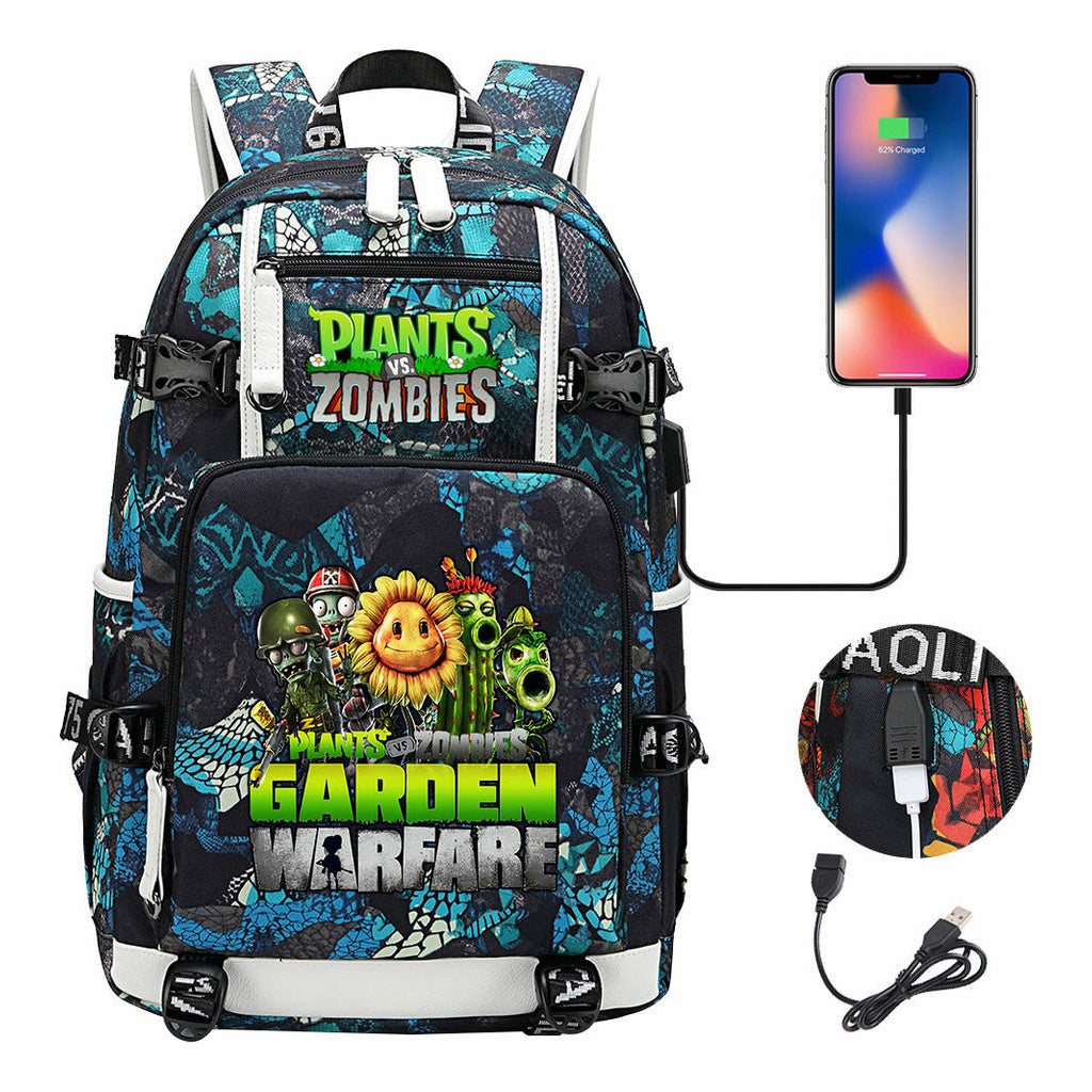 Plant Wars Usb Youth Student Backpack For Men And Women's Leisure Travel Backpack
