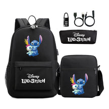 Interstellar Baby Stitch Usb Password Lock Youth Backpack 3-piece Set For Men And Women Backpacks