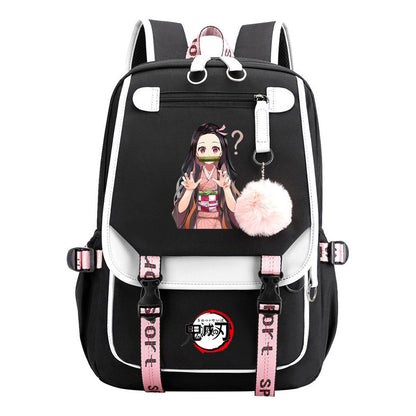 Comic Cartoon Fashion Usb Youth Student Backpack With Casual Woven Strap Flip Back Backpack