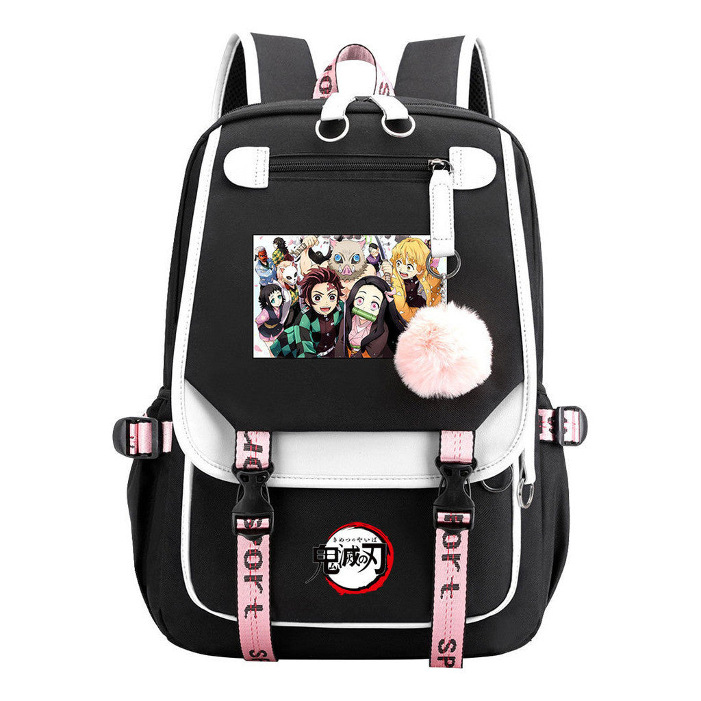 Comic Cartoon Fashion Usb Student Backpack Casual Woven Flap Backpack