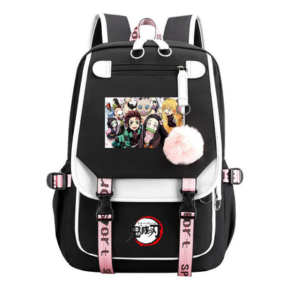 Comic Cartoon Fashion Usb Student Backpack Casual Woven Flap Backpack