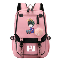 Comics My Heroes Academy Usb Student Backpack Casual Ribbon Flip Backpack