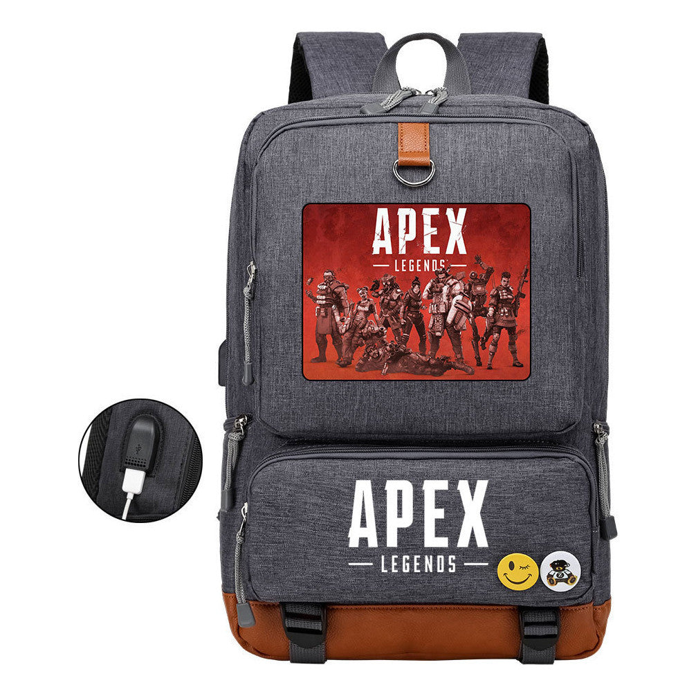Apex Hero Print Usb Youth School Bag Leisure Travel Backpack